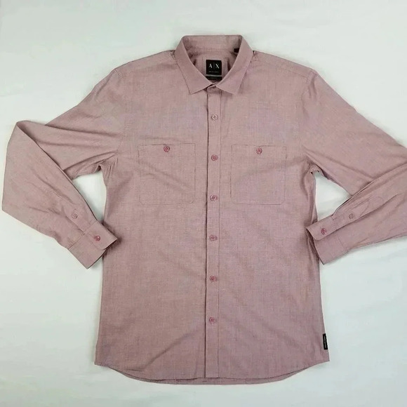 Armani Exchange A/X Fitted Casual Rose Color Shirt - Picture 1 of 10
